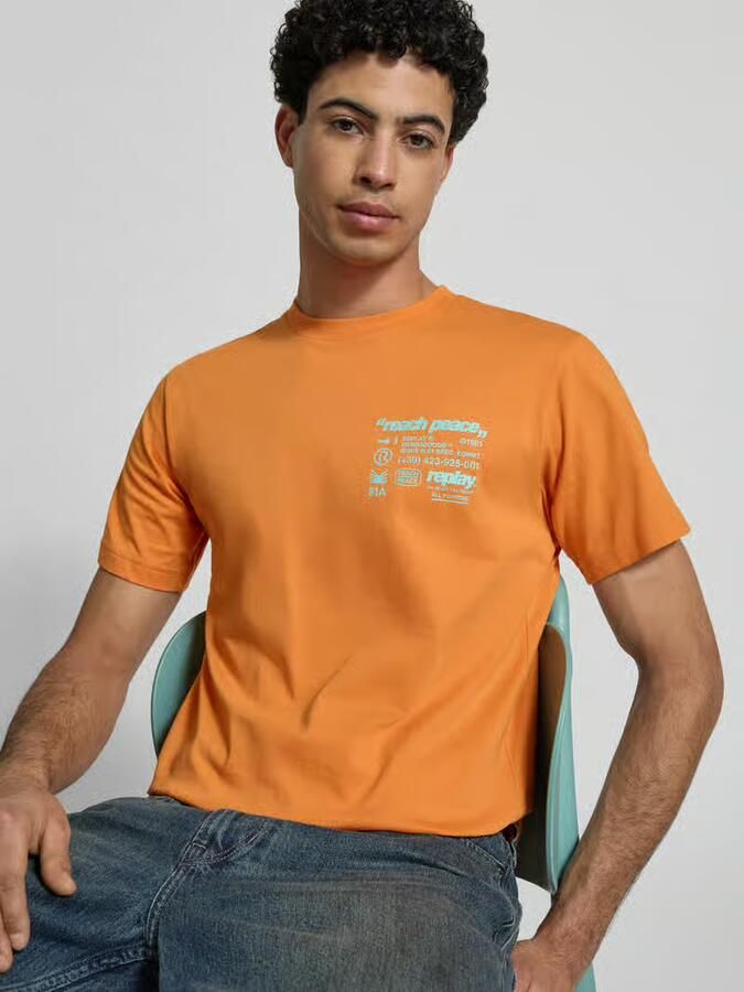 Replay Regular Fit T-shirt met statementprint - Foto 3