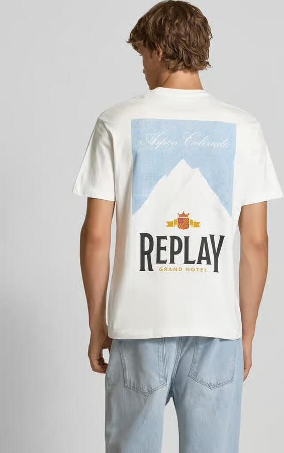 Replay Regular fit T-shirt van puur katoen met logoprint