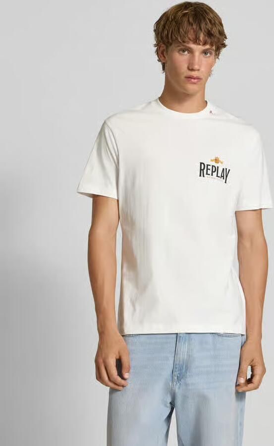 Replay Regular fit T-shirt van puur katoen met logoprint - Foto 2