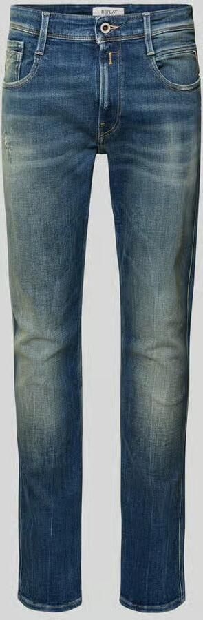 Replay Slim fit jeans van katoenmix in destroyed-look