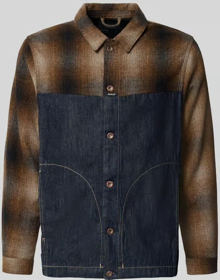 Replay Slim fit overhemdjack van puur katoen