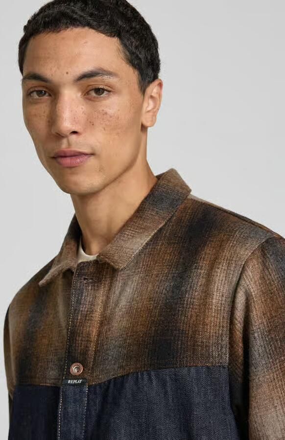 Replay Slim fit overhemdjack van puur katoen - Foto 2