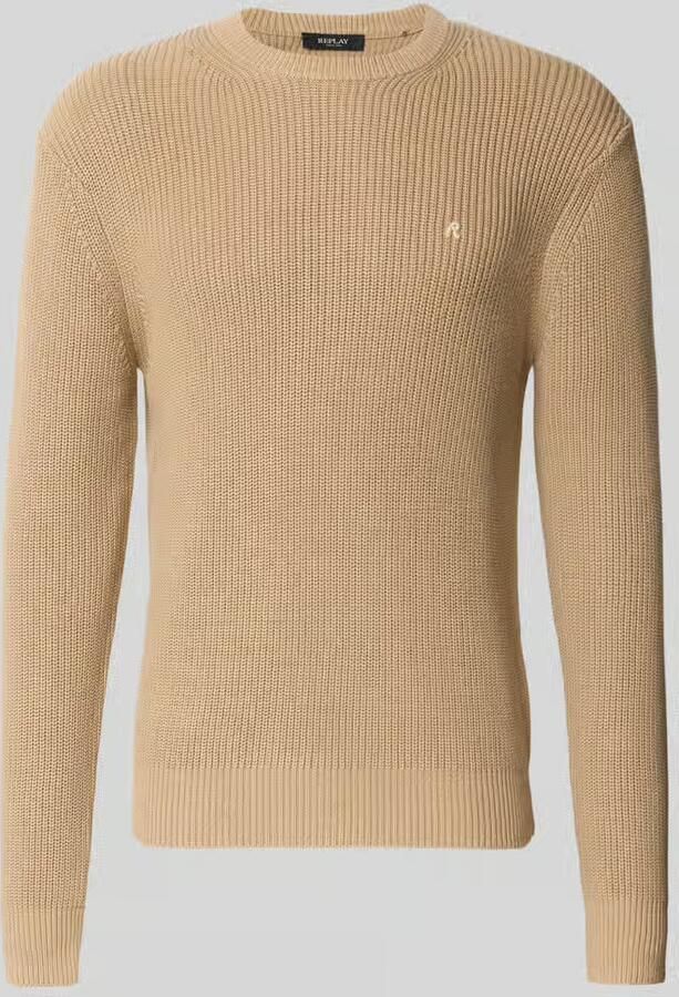Replay Slim fit pullover van pure katoen in tricotlook
