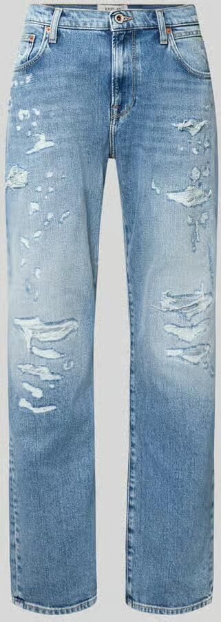 Replay straight fit jeans in destroyed-look model 'AIDEEN'