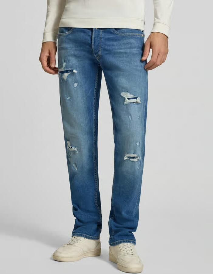 Replay straight fit jeans in destroyed-look model 'Grover' - Foto 3