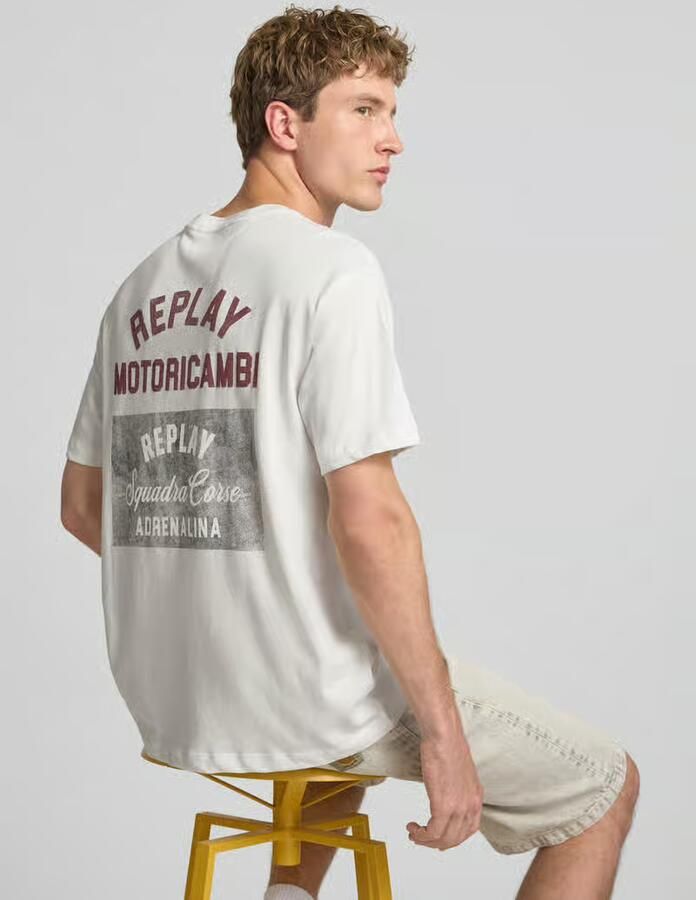 Replay T-shirt met labelprint en ronde hals - Foto 2