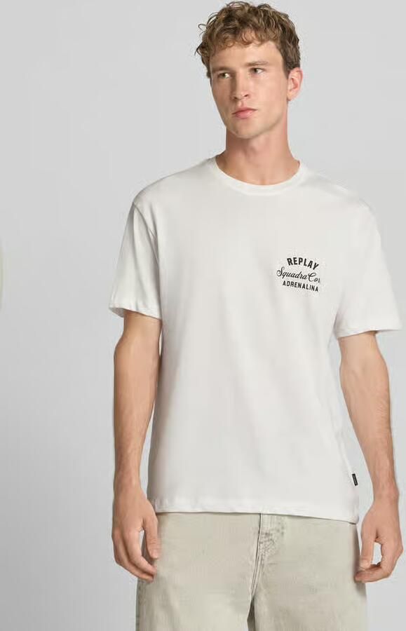 Replay T-shirt met labelprint en ronde hals - Foto 3