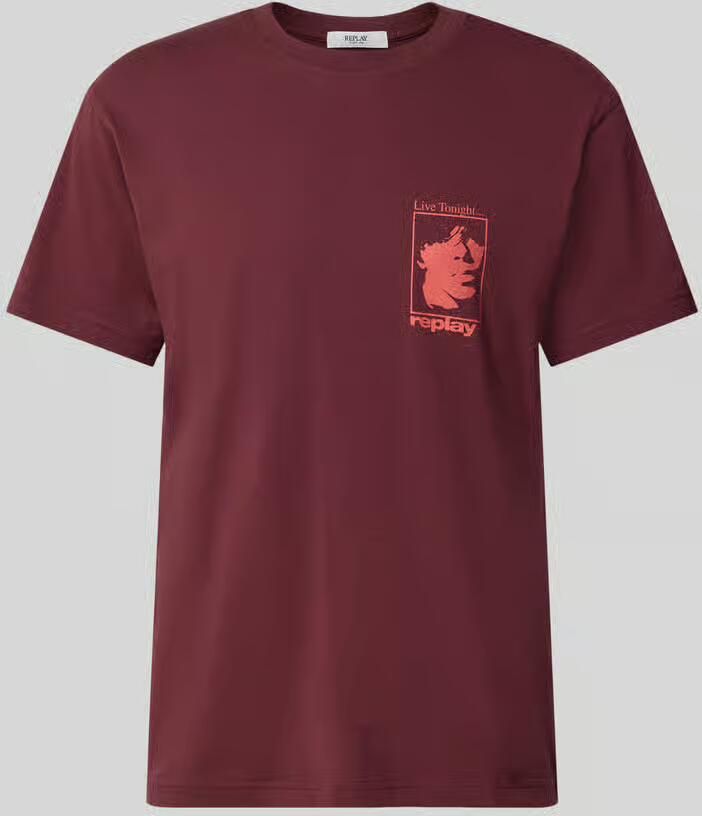 Replay T-shirt met motiefprint en ronde hals
