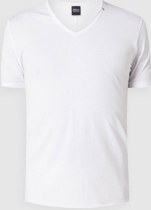 Replay Korte Mouw Jersey T-shirt White Heren