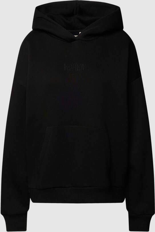 Review Hoodie met labelstitching en kangoeroezak