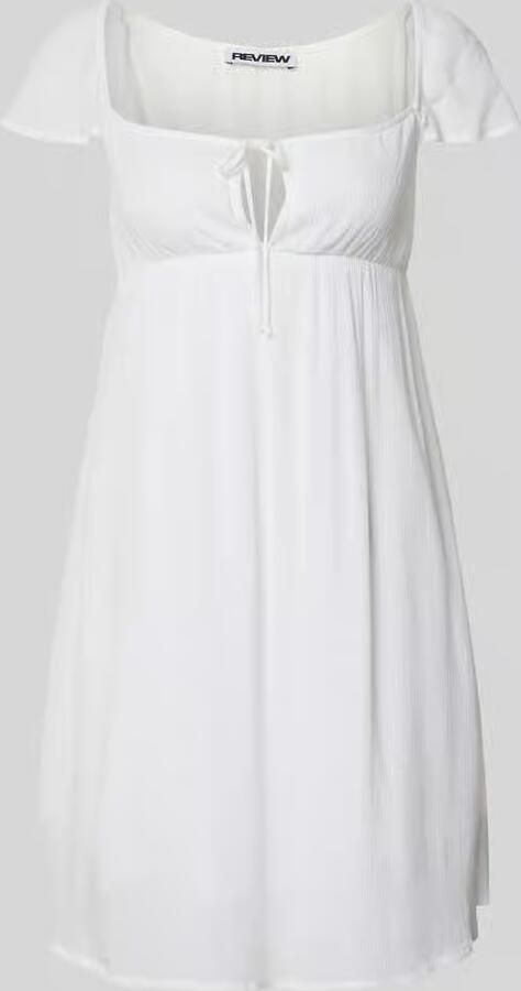 REVIEW babydoll jurk van viscose met vierkante hals en strik - Foto 2