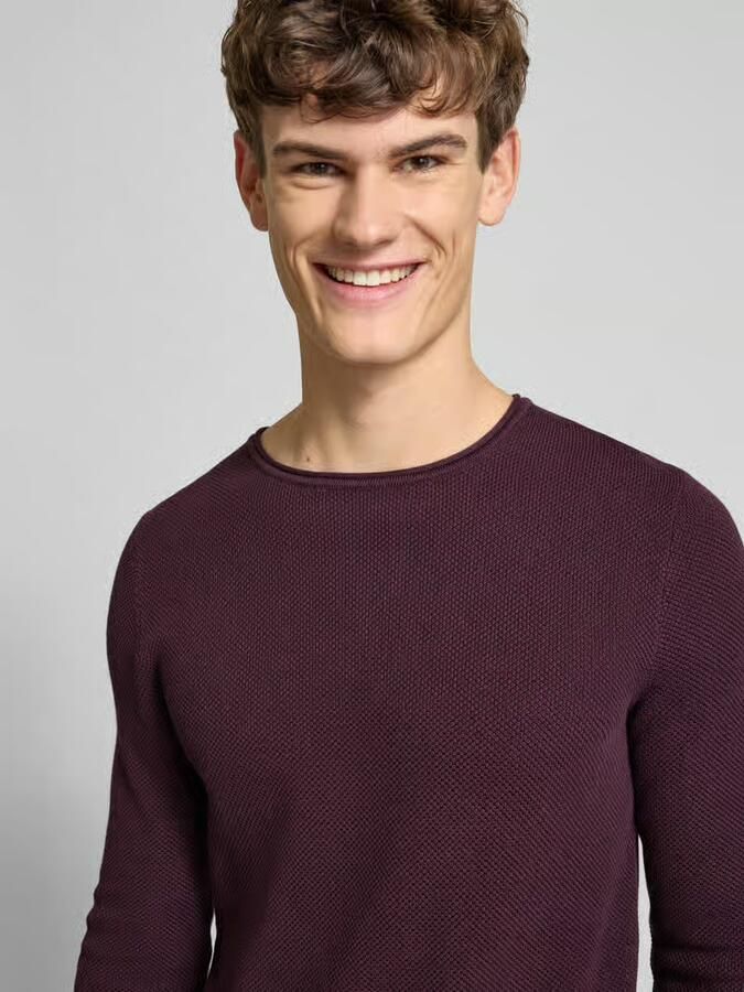 REVIEW Basic gebreide pullover met ronde hals en rolranden