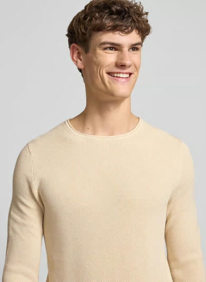 REVIEW Basic gebreide pullover met ronde hals en rolranden