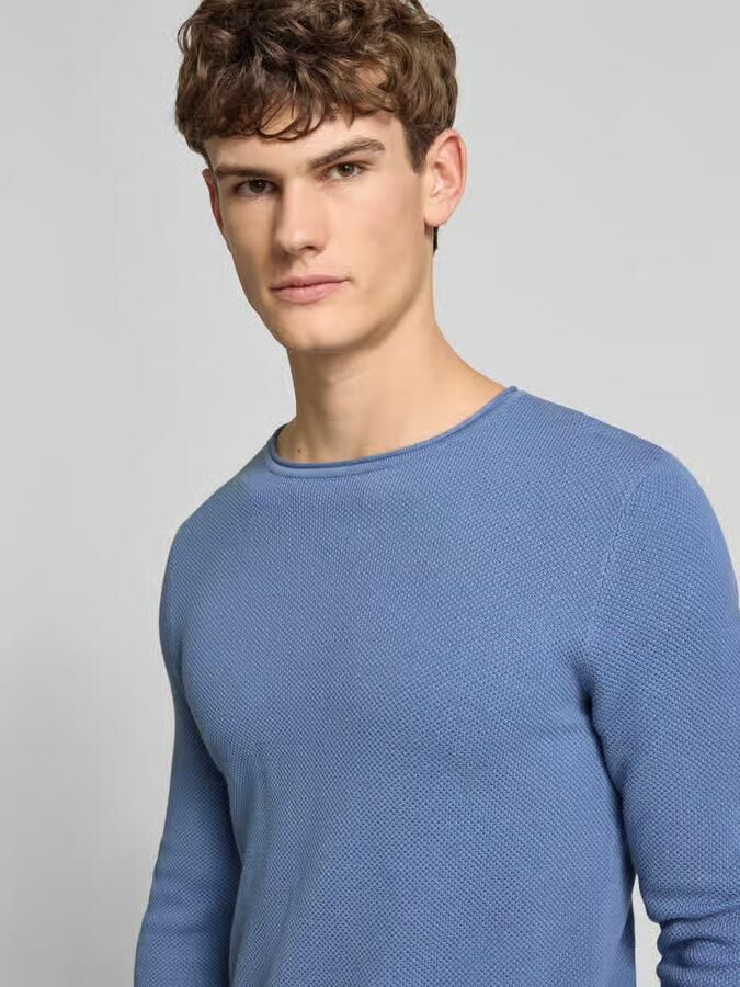 REVIEW Basic gebreide pullover met ronde hals en rolranden