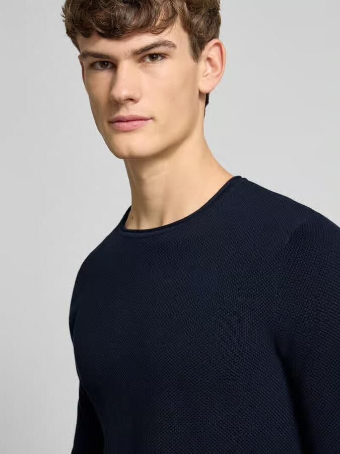 REVIEW Basic gebreide pullover met ronde hals en rolranden