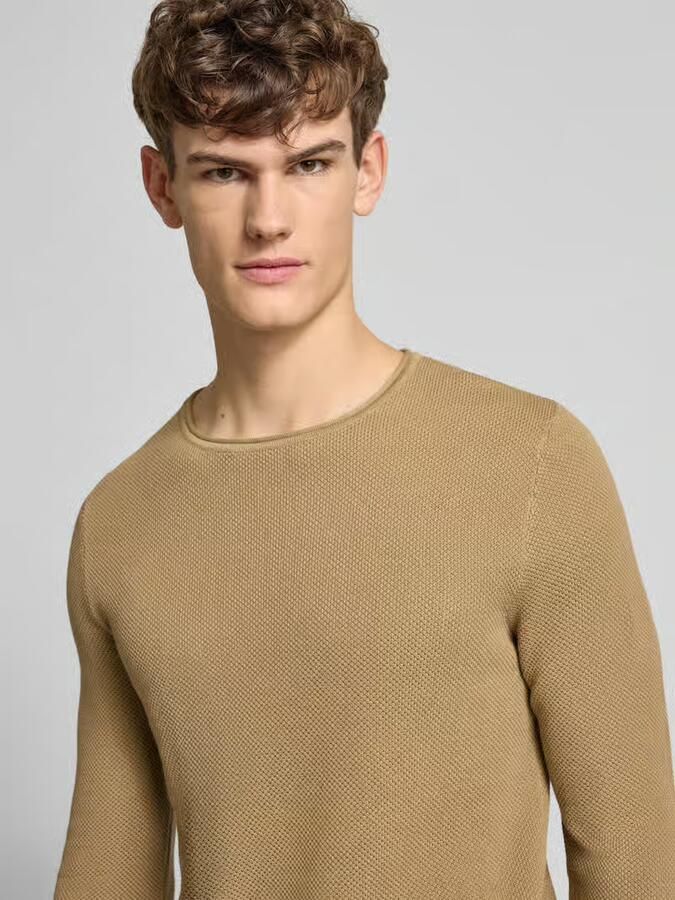 REVIEW Basic gebreide pullover met ronde hals en rolranden