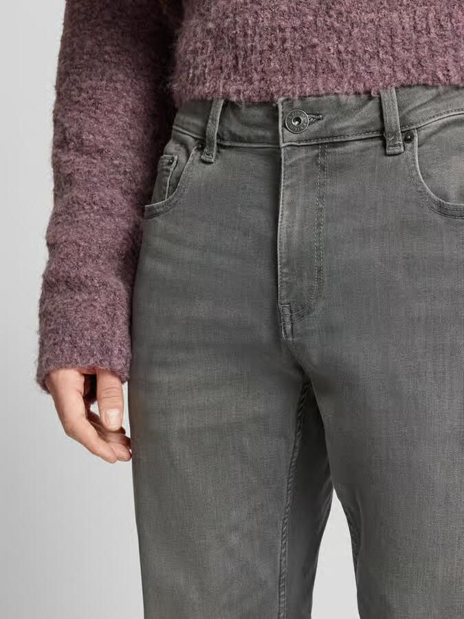 REVIEW Comfortabele slim fit jeans in grijze wassing en 5-pocketmodel