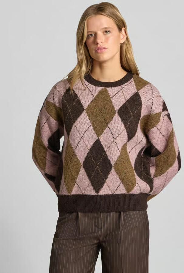 REVIEW Gebreide pullover in all-over look met ronde hals - Foto 2