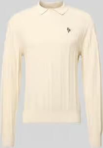 REVIEW Gebreide pullover met Structuurpatroon en Polokraag