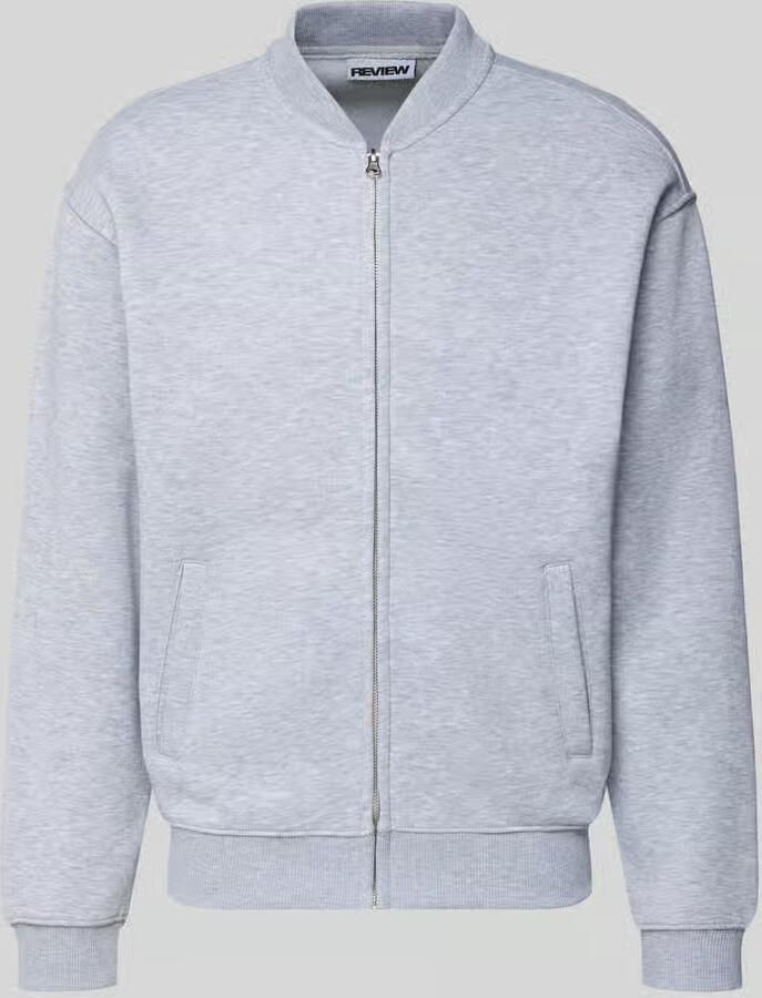 REVIEW Gezipte sweatjack met college-kraag