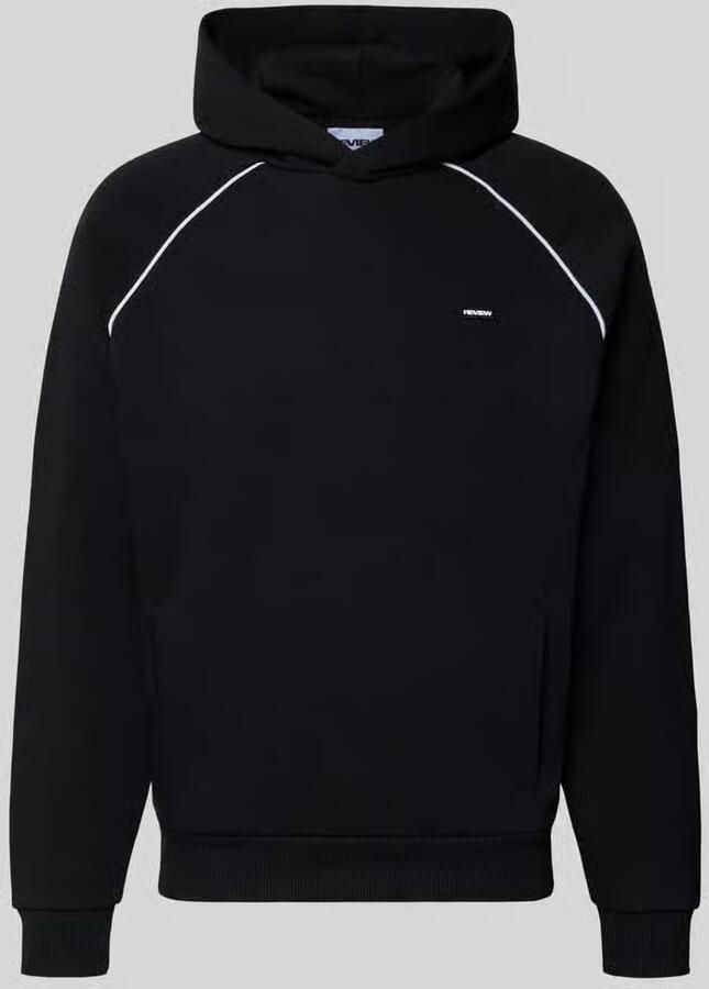 REVIEW Hoodie met logoprint en contrasterende biezen