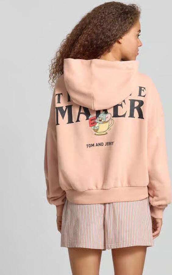 REVIEW Hoodie met motiefprint en extra brede schouders