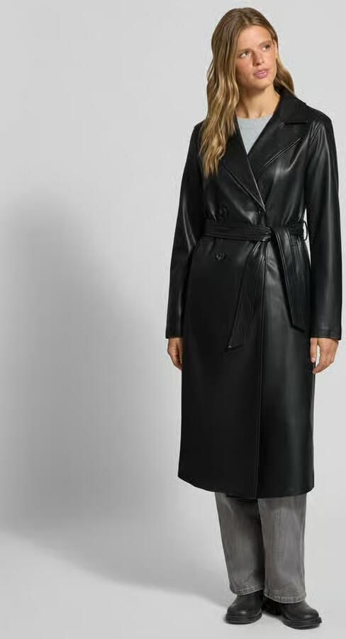 REVIEW Lange jas in leerlook met strikceintuur - Foto 3