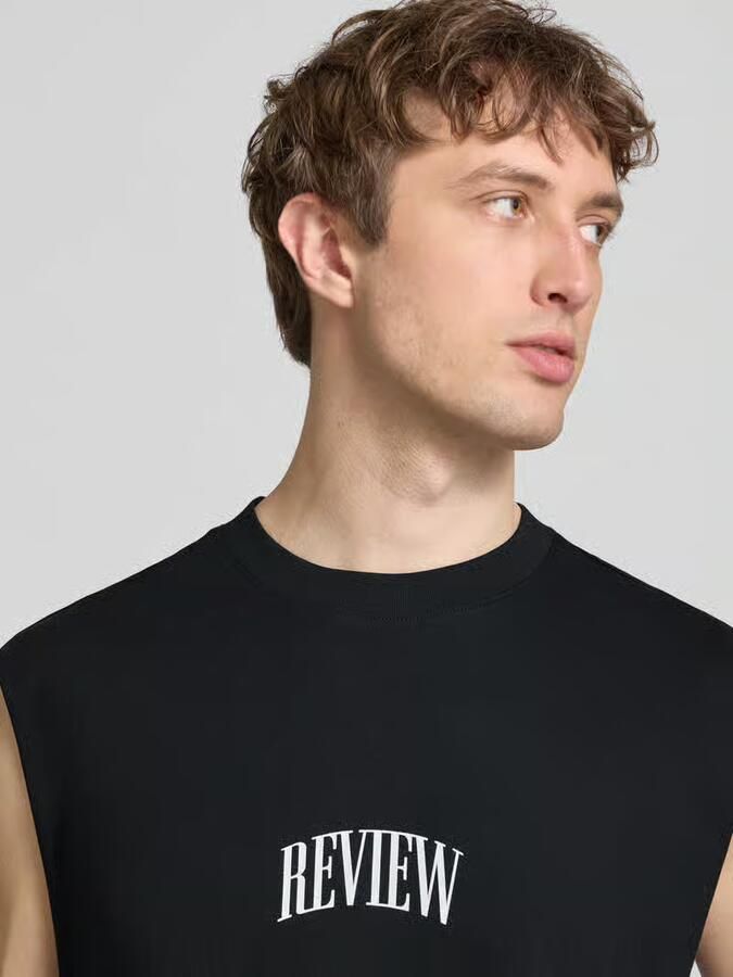 REVIEW Mouwloos shirt met logo en ronde hals