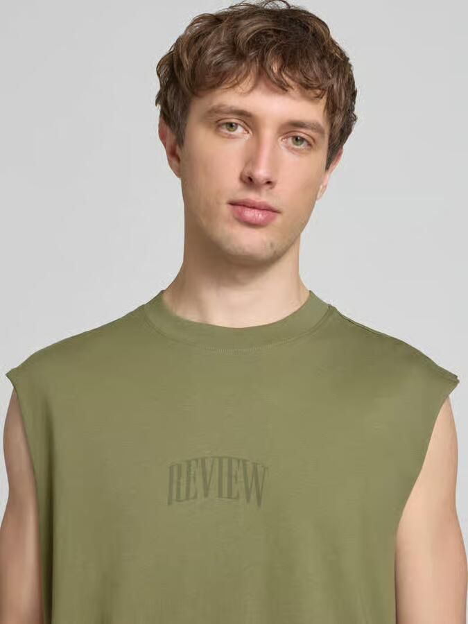 REVIEW Mouwloos shirt met logo en ronde hals
