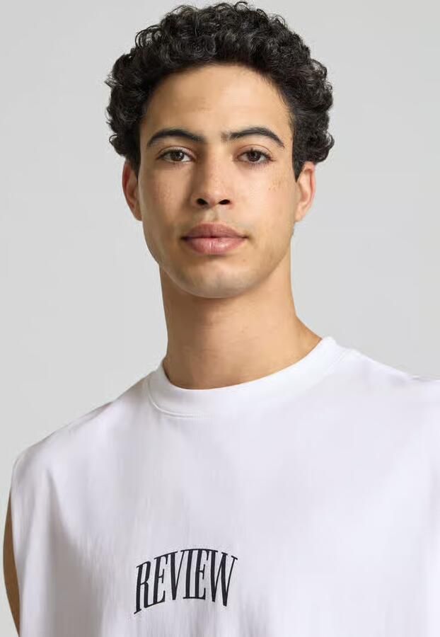REVIEW Mouwloos shirt met logo en ronde hals