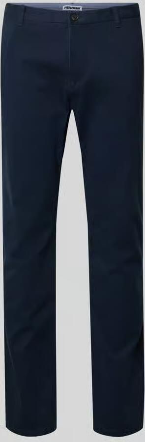 REVIEW Nauwsluitende Chino met recht silhouet en middelhoge taille