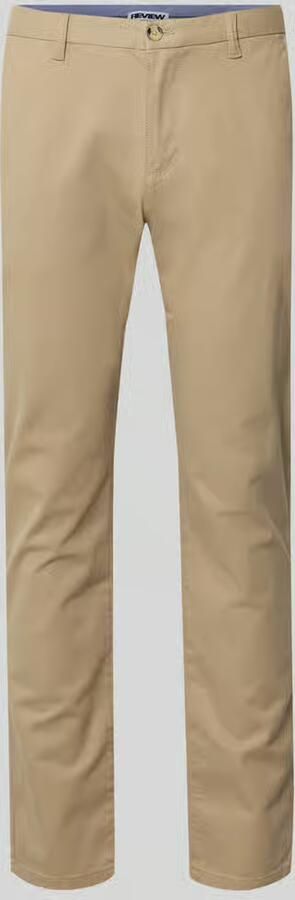 REVIEW Nauwsluitende Chino met recht silhouet en middelhoge taille