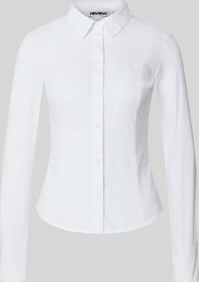 Review Slim fit blouse met doorknoopsluiting