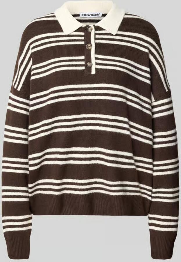 REVIEW oversized gebreide pullover met polokraag