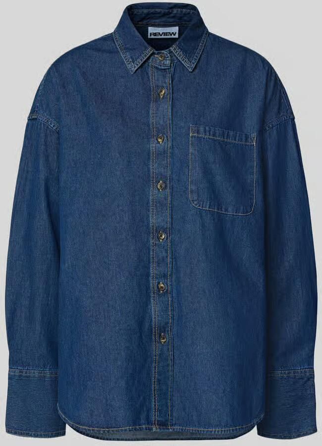 REVIEW oversized jeansblouse met borstzak - Foto 2