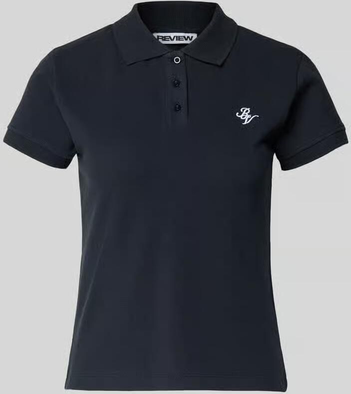 Review Poloshirt met korte mouwen in piquélook met kraag en geborduurd logo