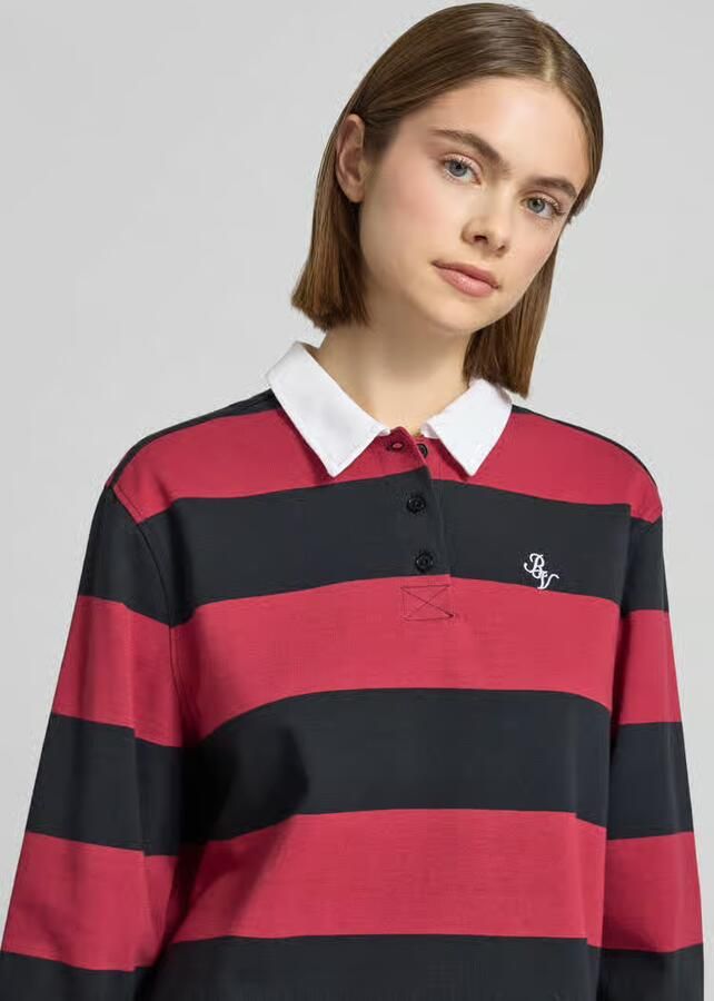 REVIEW Poloshirt met lange mouwen met strepen en contrasterende knoopsluiting - Foto 2
