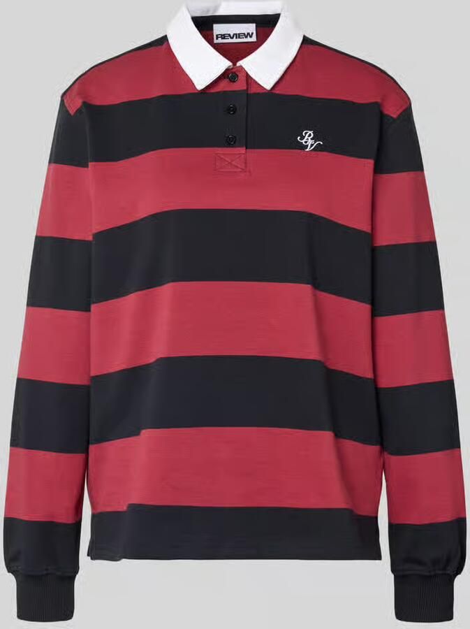REVIEW Poloshirt met lange mouwen met strepen en contrasterende knoopsluiting