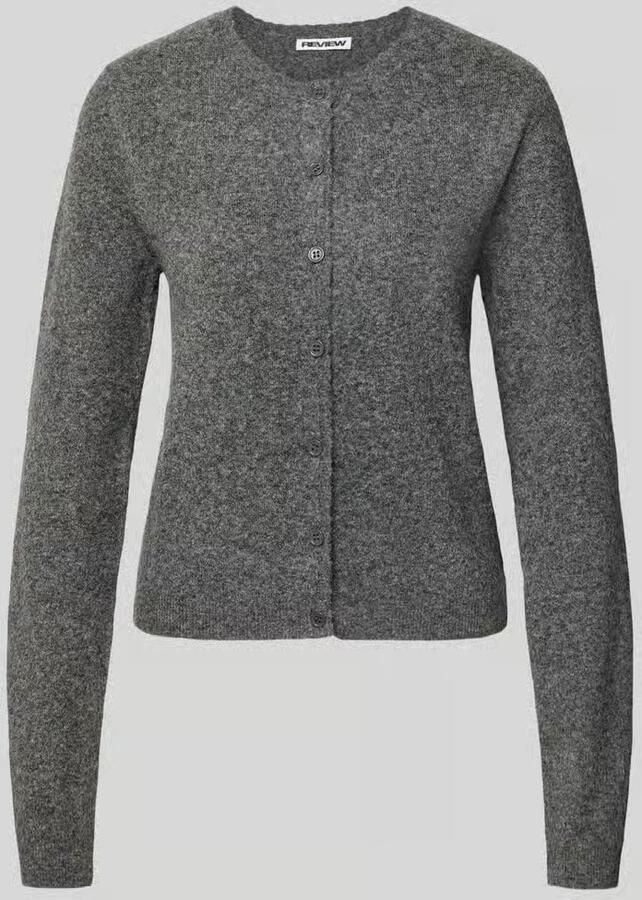 REVIEW Regular fit gebreid jack met aandeel lamswol
