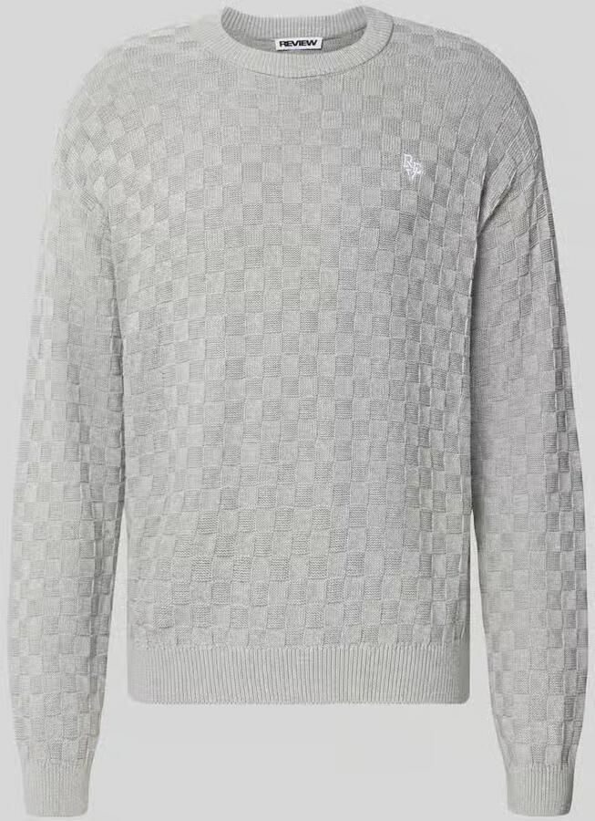 REVIEW Regular fit gebreide pullover van zuivere katoen met labeldetail