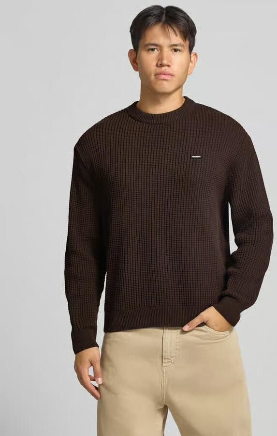 REVIEW regular fit gebreide trui van katoenmix met labelpatch - Foto 3