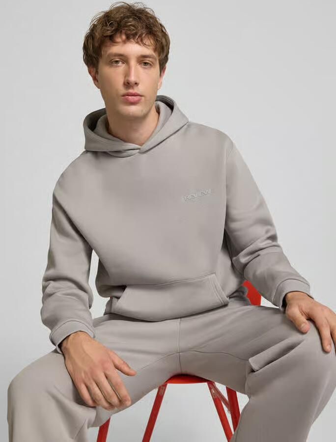 REVIEW regular fit hoodie met kangoeroezak