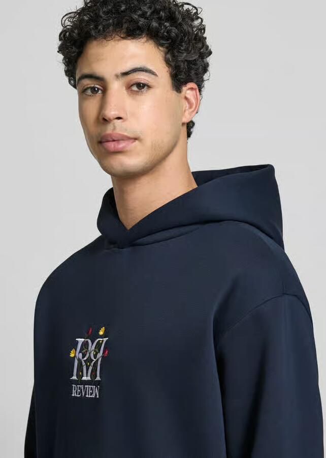 REVIEW Regular fit hoodie met logostitching