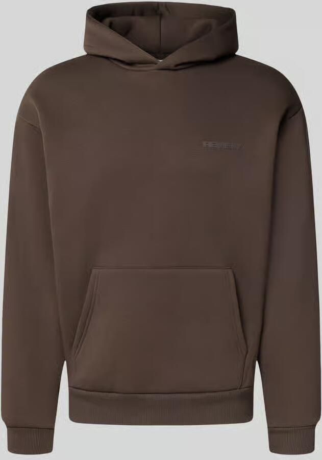 REVIEW Regular fit hoodie van katoenmix met labeldetail
