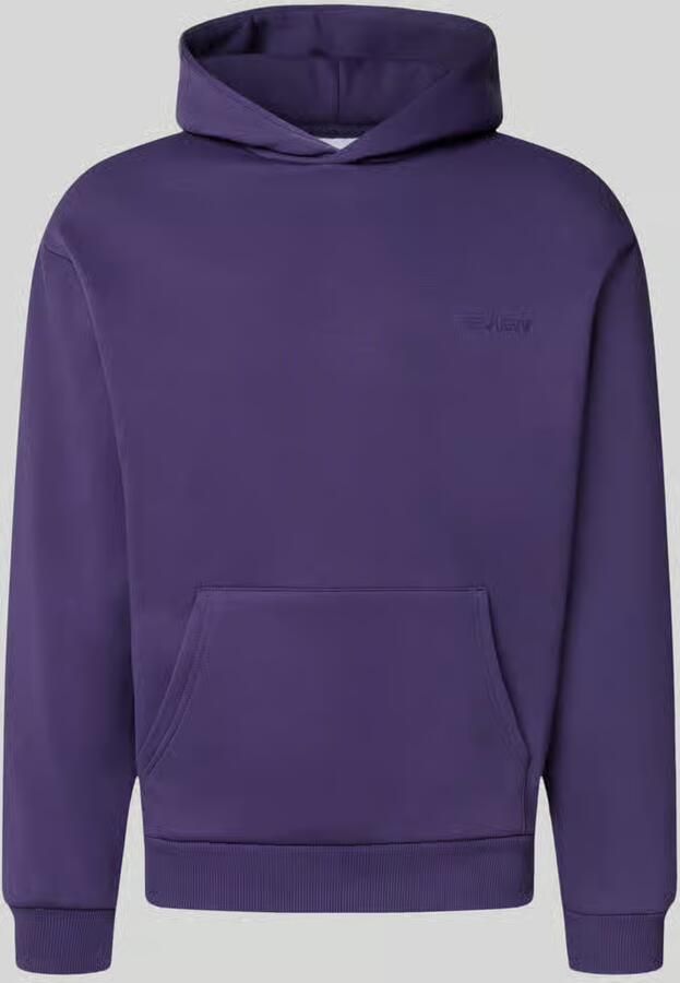 REVIEW Regular fit hoodie van katoenmix met labeldetail
