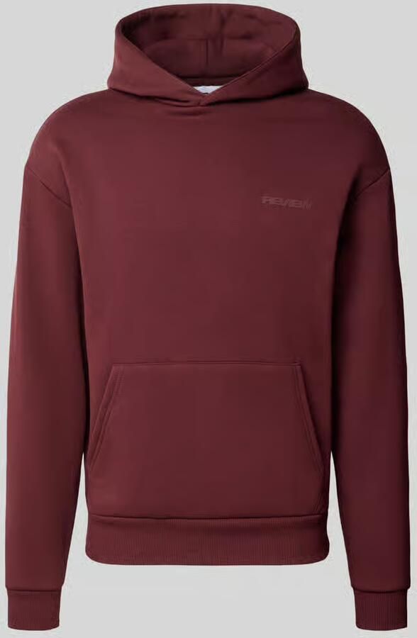 REVIEW Regular fit hoodie van katoenmix met labeldetail
