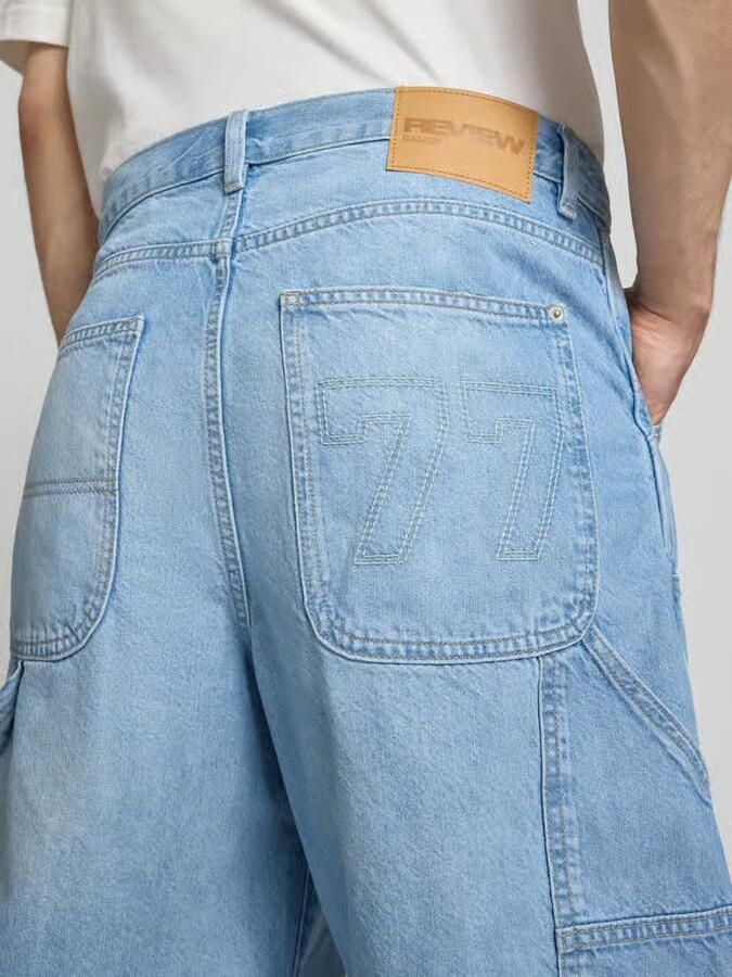 REVIEW regular fit jeansshort met labeldetails