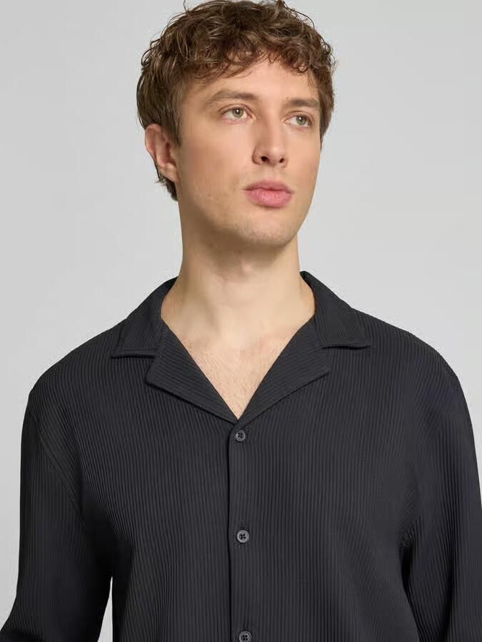 REVIEW regular fit overhemd met lange mouwen in plissé-look