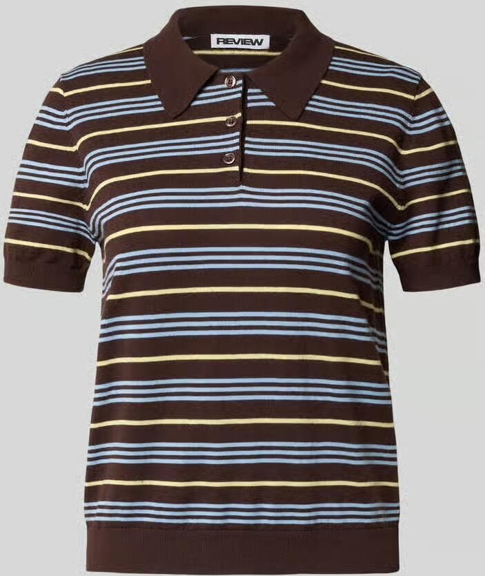 REVIEW regular fit polo-gebreid shirt met streepmotief - Foto 2