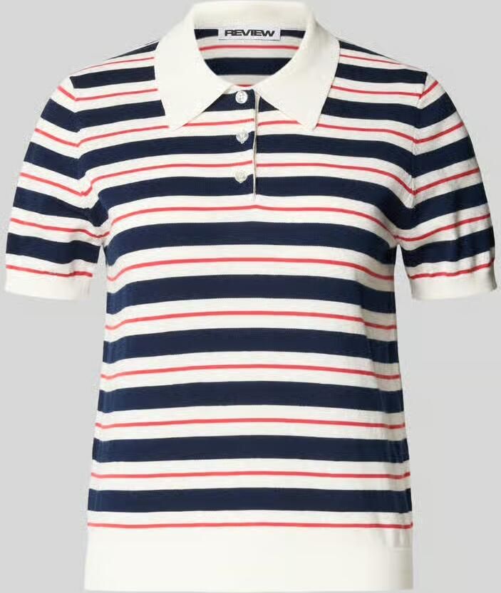 REVIEW regular fit polo-gebreid shirt met streepmotief - Foto 2